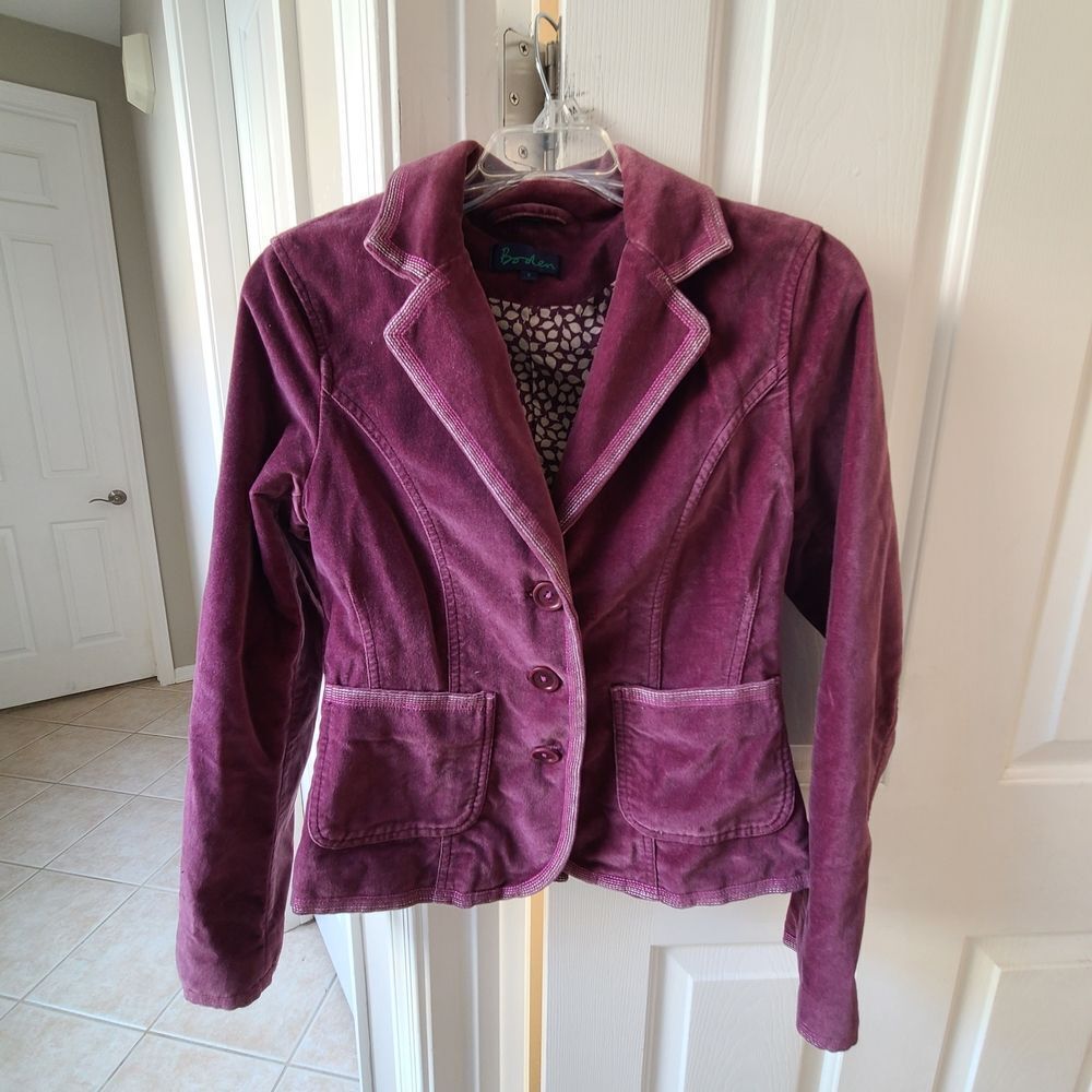 Boden Women's Plum Corduroy Blazer EUC